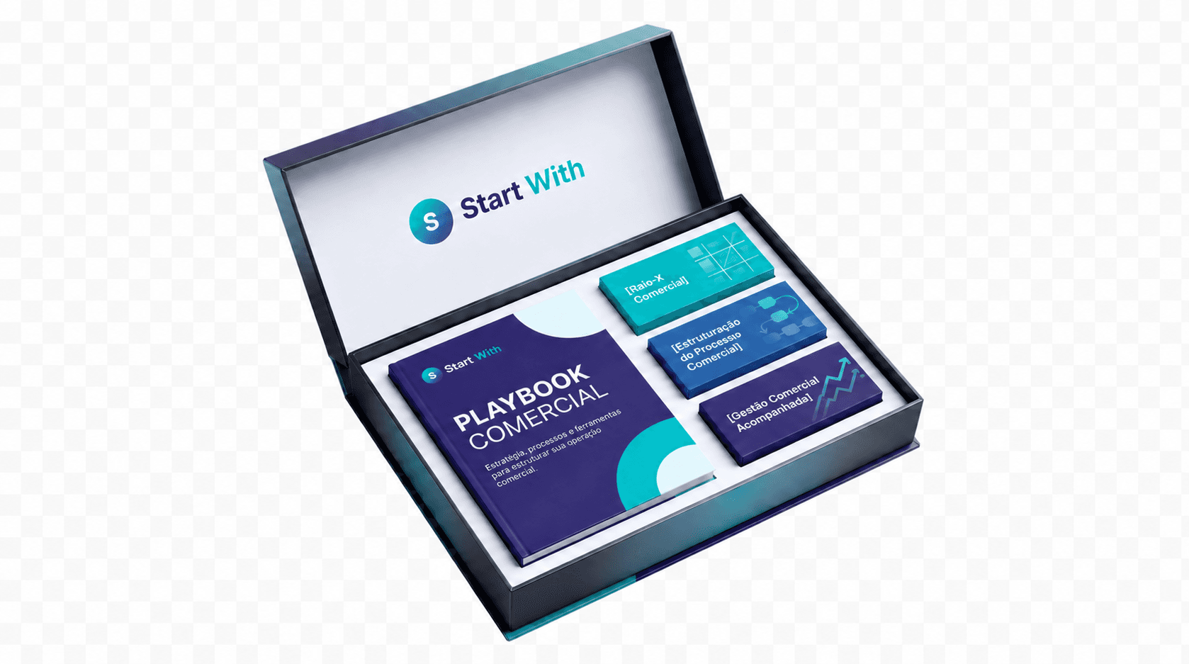 Caixa de produtos comerciais da Start With